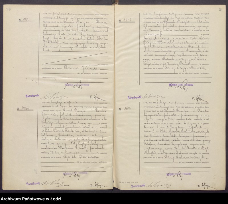 Obraz 13 z jednostki "Akta zgonów od numeru 1000 do numeru 1868"