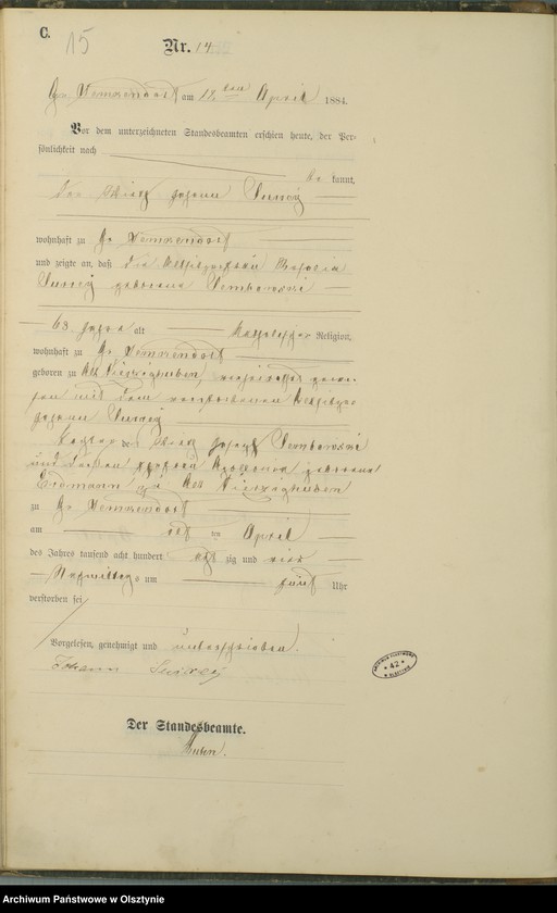 image.from.unit.number "Sterbe-Haupt-Register Nr 1 - 78"