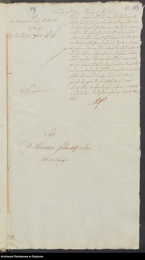 image.from.unit.number "In S. [Sachen] der Friderique Caroline Henriette geschiedene von der Oelsnitz geborene Müller wegen des in Subhastatione voluntaria erkauften Adelichen Guts Kirsteinsdorff [Kiersztanowo] H.[Haupt] Amts Osterode [Ostróda]"
