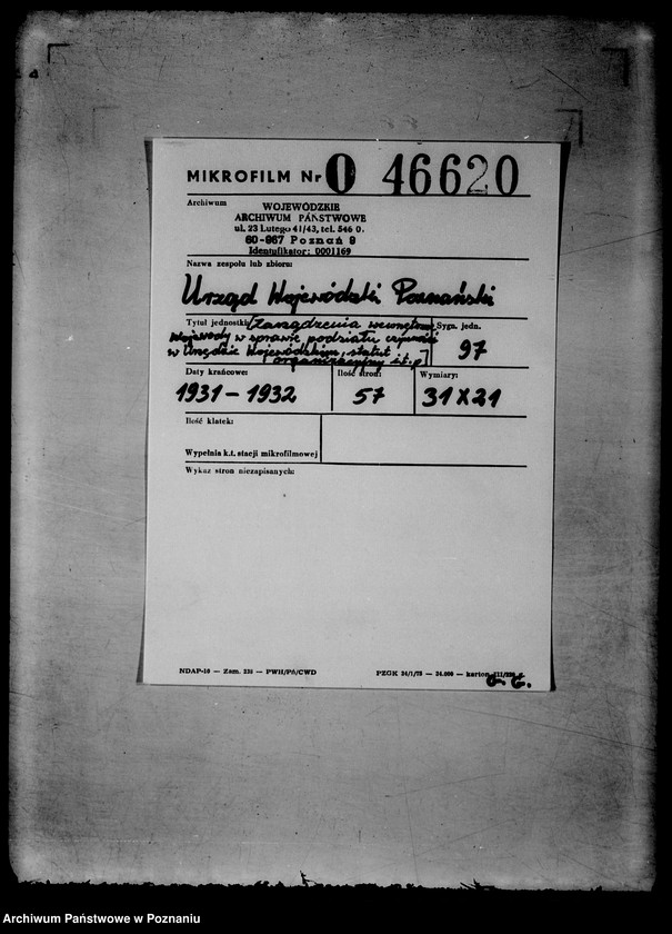 Obraz 2 z jednostki "/Zarządzenia wewnętrzne wojewody w sprawie podziału czynności w Urzędzie Wojewódzkim, statut organizacyjny itp./"