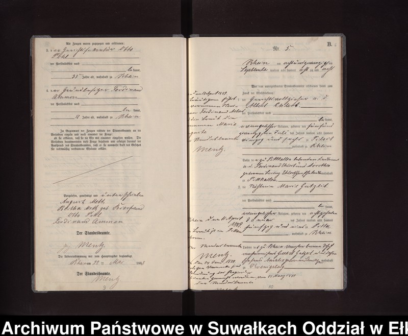 image.from.unit.number "Heiraths-Neben-Register des Preussischen Standes-Amtes Rhein Kreis Loetzen"