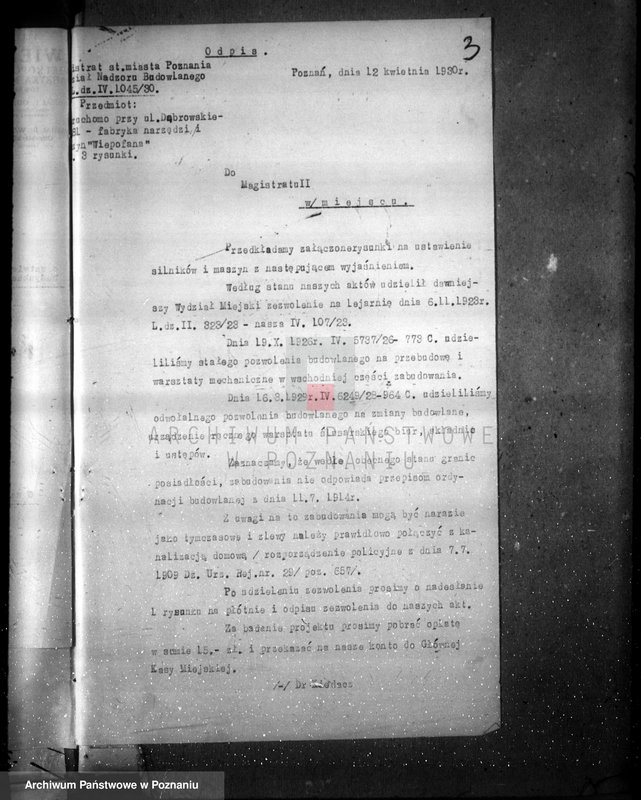 Obraz 7 z jednostki "Zatwierdzenie projektu zakładu przemysłowego /urządzenia zakładu mechanicznego/ nr 462 firmy Wiepofama"