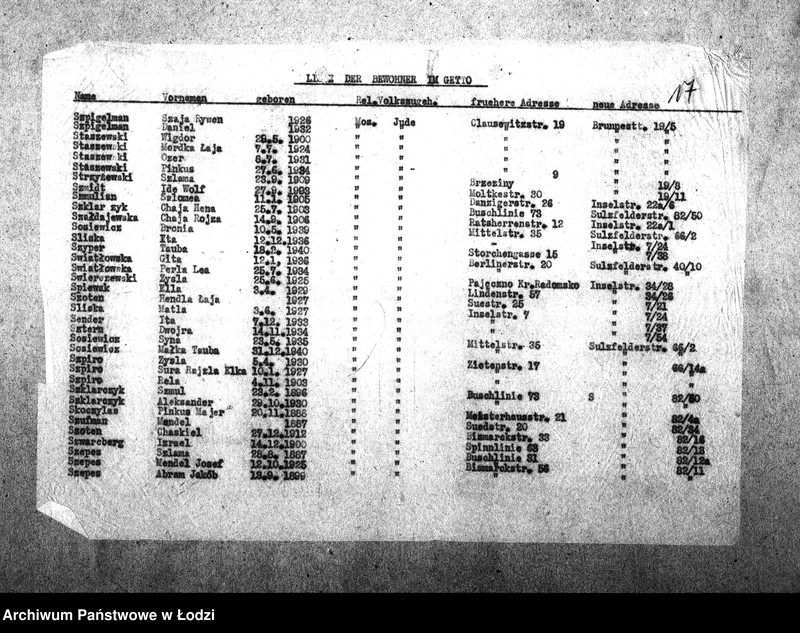 Obraz 20 z jednostki "[Alfabetyczny spis mieszkańców getta. Litera S]"