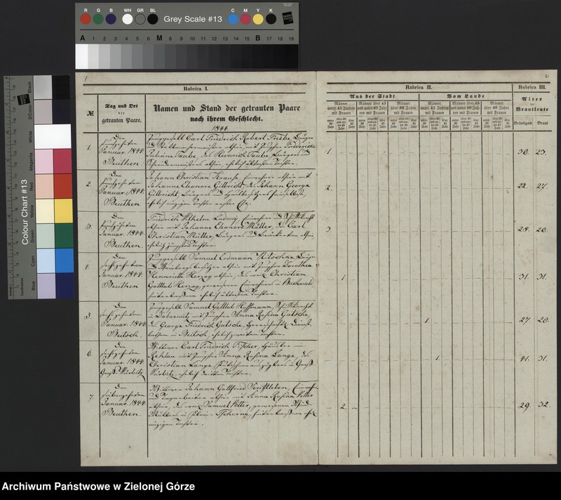 Obraz 6 z jednostki "Duplicat-Trauungsregister Jahrgang 1844 evangel[ischen] Kirche zu Beuthen"