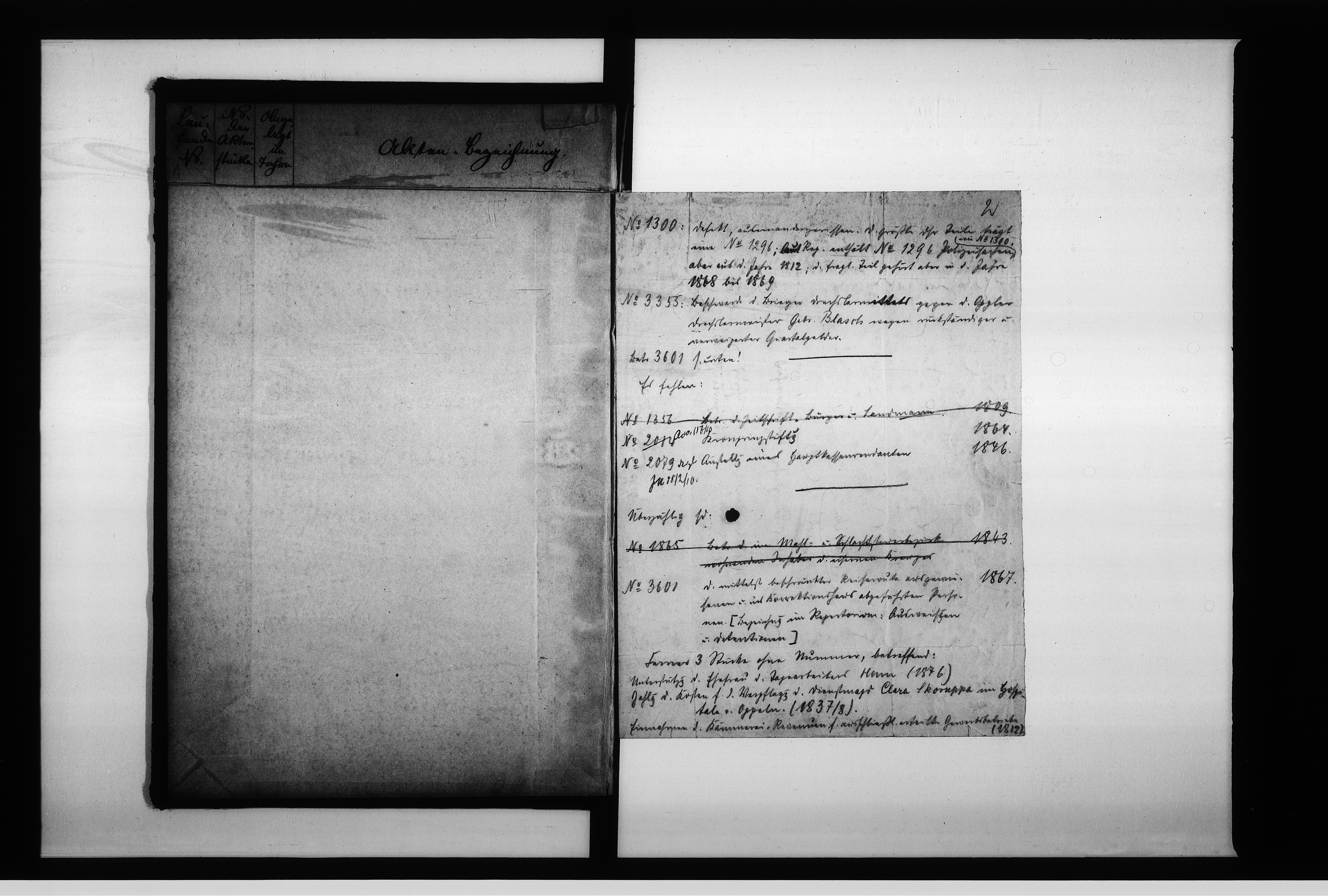 image.from.unit.number "Verzeichniss I über diejenigen Akten welche dem Staats Archiv Breslau übersandt worden sind"