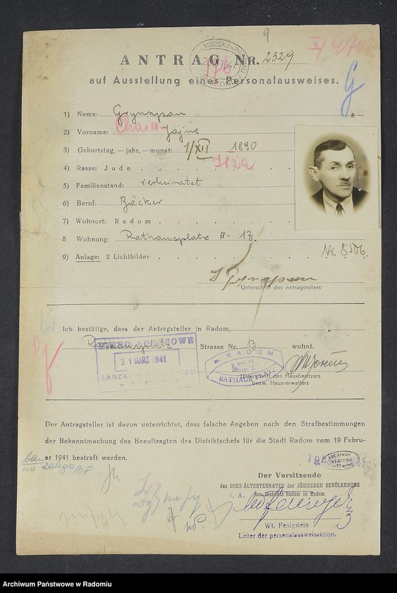 image.from.unit.number "[Wnioski o wydanie dowodów osobistych oraz nie odebrane dowody Grynszpan - Gutman Hercyk]"