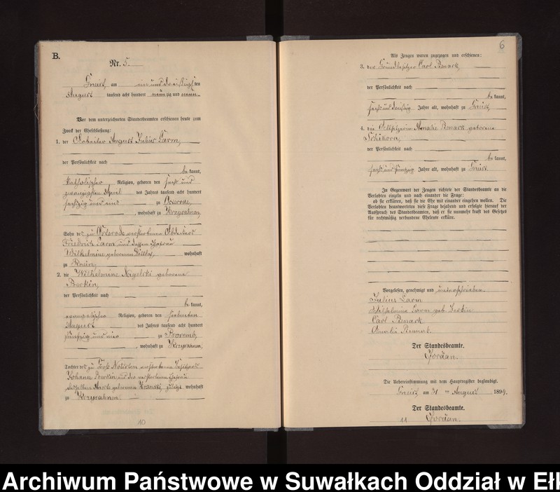 image.from.unit.number "Heiraths-Neben-Register des Königlichen Preussischen Standes-Amtes Gneist Kreis Lötzen"