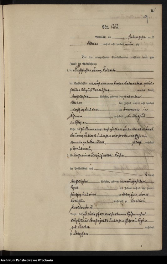 image.from.unit.number "Heiraths-Haupt-Register Breslau I 1890 Band 7"