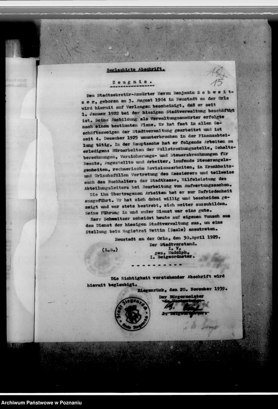 Obraz 19 z jednostki "Schweitzer, Benjamin - komisarz obwodowy w Dłutowie, powiat Łask"