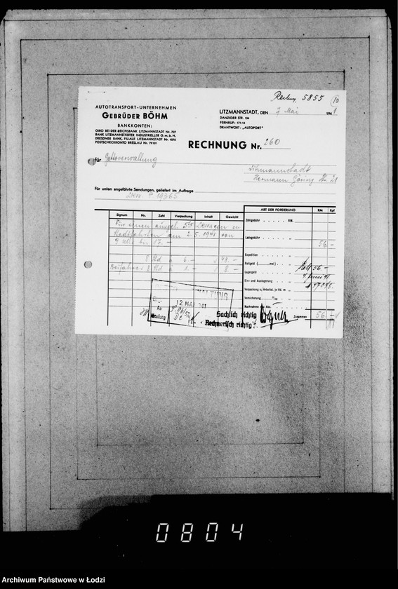 Obraz 14 z jednostki "[Pokwitowania robotników za rozładowanie wagonów i kwity furmanów za zwózkę towarów]"