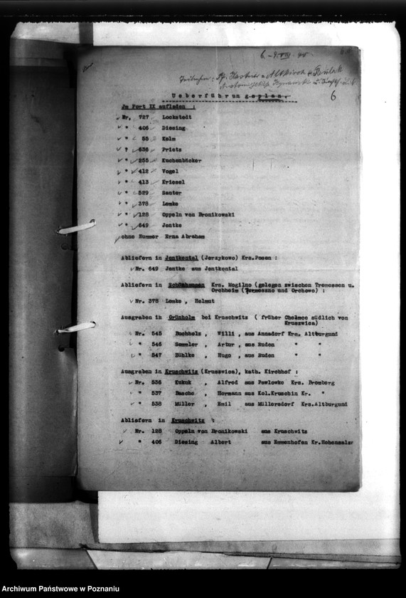 Obraz 10 z jednostki "Überführungspläne. Schriftwechsel betr. Überführungen. Band II"