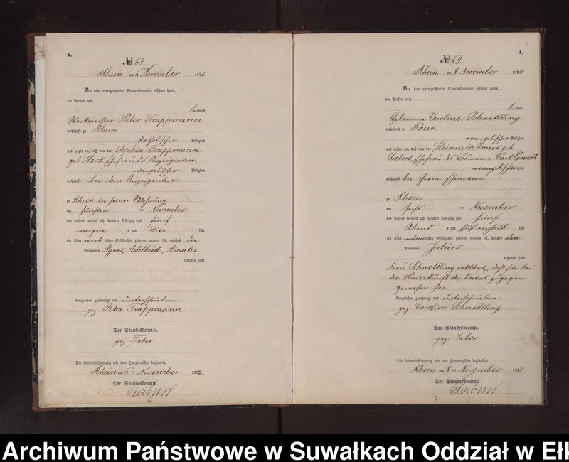 image.from.unit.number "Geburts-Neben-Register des Preussischen Standes-Amtes Rhein Kreis Lötzen"