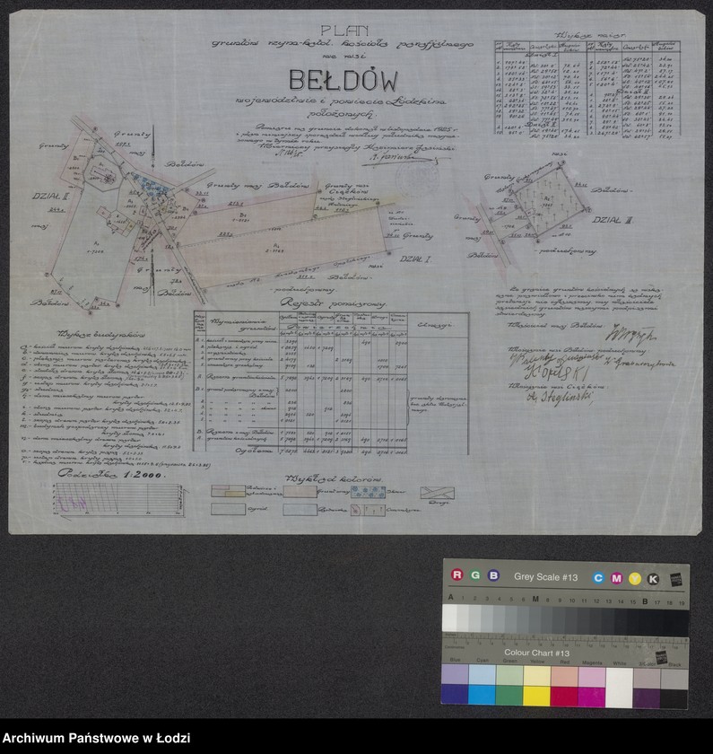 Obraz 1 z jednostki "Plan gruntów rzymsko-katolickiego kościoła parafialnego we wsi Bełdów ..."