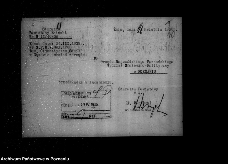 Obraz 14 z jednostki "/Towarzystwo Gimnastyczne „Sokół" w Gąsawie powiat Żnin - rejestracja/"