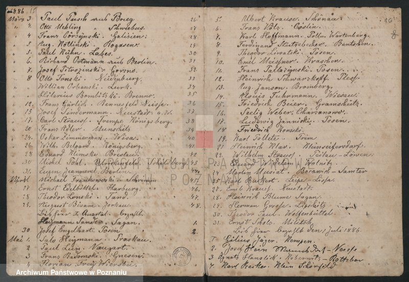 Obraz 9 z jednostki "[Księga rejestracji czeladników zatrudnionych u mistrzów piekarskich w Lesznie]"