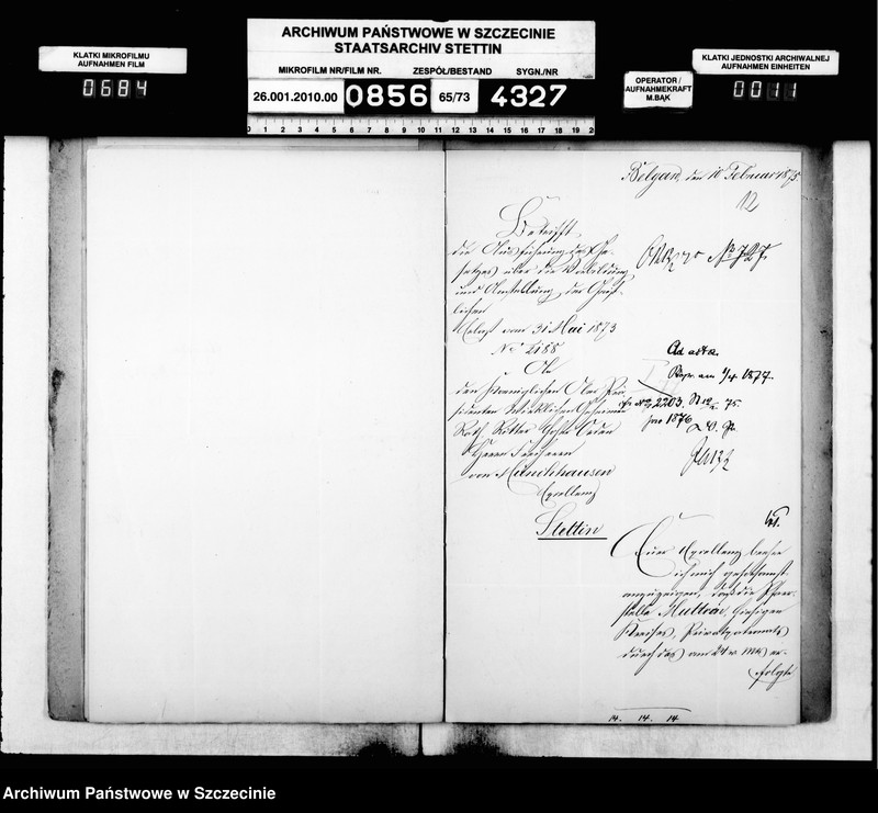 image.from.unit.number "Kontrolle über die Anstellung der Geistlichen in Folge des Gesetzes vom 11. Mai 1873 im Kreise Belgard"