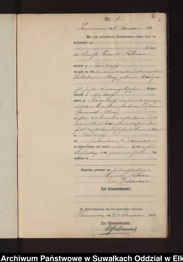 image.from.unit.number "Sterbe-Neben-Register des Preussischen Standes-Amtes Neuhoff Kreis Loetzen"
