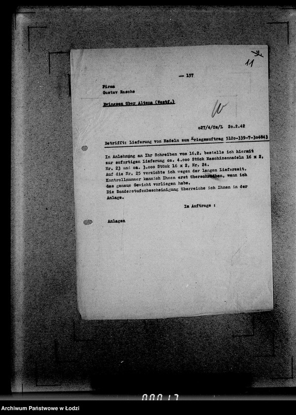 Obraz 15 z jednostki "339 Filztiefel R.[Korespondencja i zamówienia]"