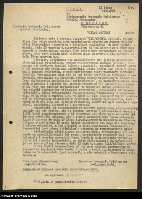 Obraz 3 z jednostki "Wykazy robotników członków partii wysuniętych na stanowiska [kierownicze]"