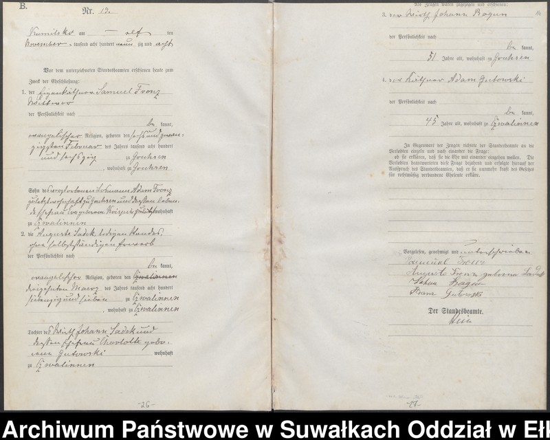 image.from.unit.number "Heiraths-Haupt-Register des Königlichen Preussischen Standes-Amtes Kumilsko Kreis Johannisburg"