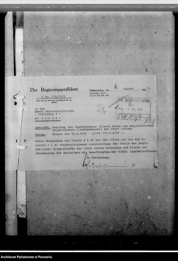 Obraz 9 z jednostki "Mende, Wilhelm - Beigeordneterin Leslau (Włocławek)"