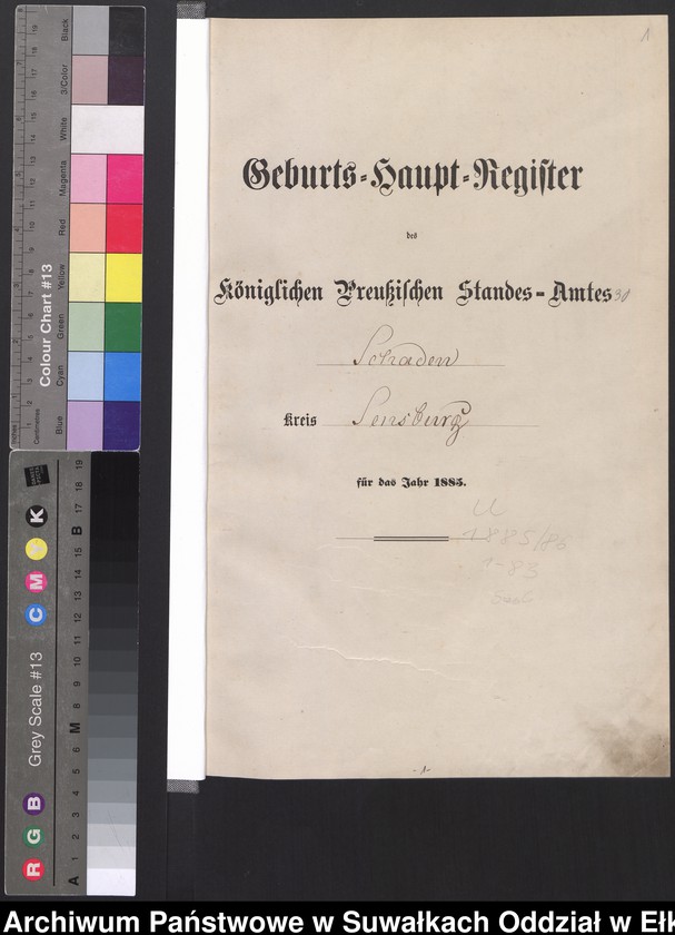 Obraz z jednostki "Geburts-Haupt-Register des Königlich Preussischen Standes-Amtes Schaden Kreis Sensburg"