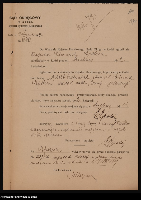 Obraz 18 z jednostki "Adolf Rosenthal - fabryka i skład mebli"