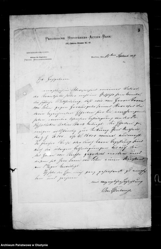 image.from.unit.number "/Akten betr. Geldgeschäfte der Lehndorff mit der Preuss. Hypotheken- Aktien- Bank, Berlin/"