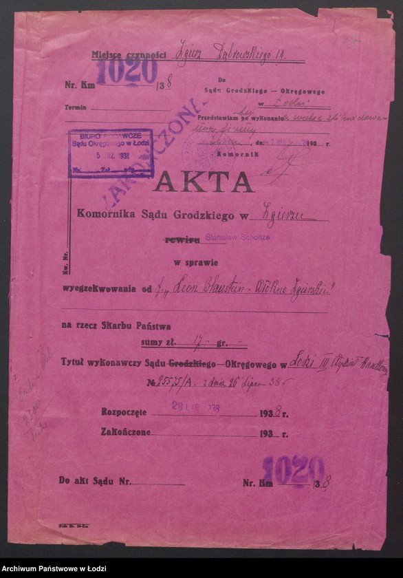 Obraz 19 z jednostki "Zakłady Handlowo-Przemysłowe Włókno Zgierskie wł. Leon Blanstein- sprzedaż surowców włókienniczych i wyrób przędzy w Zgierzu"