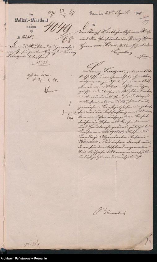 image.from.unit.number "Die aus Anlass der pollnischen Insurrektion stattgefundene Uebertritt polnischer und diesseitiger Untertanen."