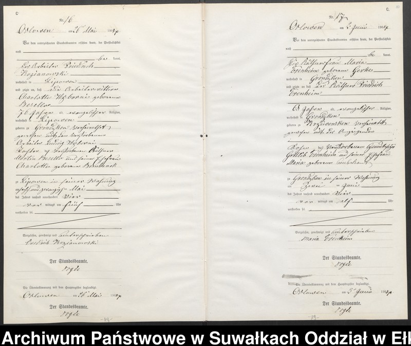image.from.unit.number "Sterbe-Neben-Register des Preussischen Standes-Amtes Orlowen Kreis Lötzen"