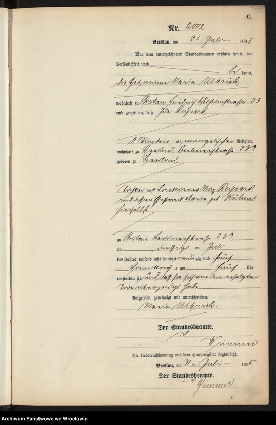 image.from.unit.number "Sterbe-Neben-Register Breslau I 1895 Band 6"
