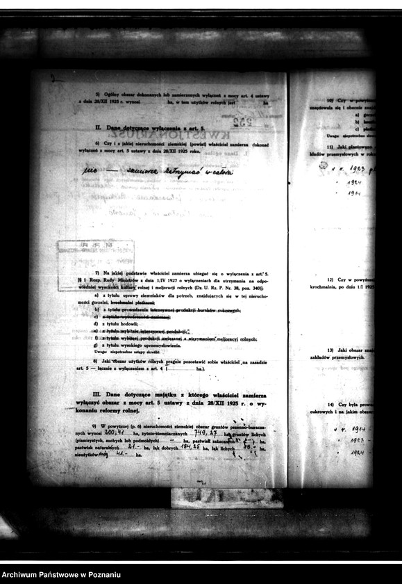 Obraz 6 z jednostki "/Majętność/ Gułtowy powiat średzki wyłączenie z art.4 i 5 ustawy o wykonaniu reformy rolnej/ w. Adolf Bniński"