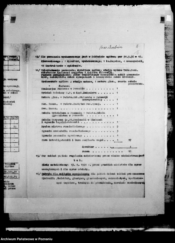 Obraz 20 z jednostki "/Zakłady specjalne/ wykazy"