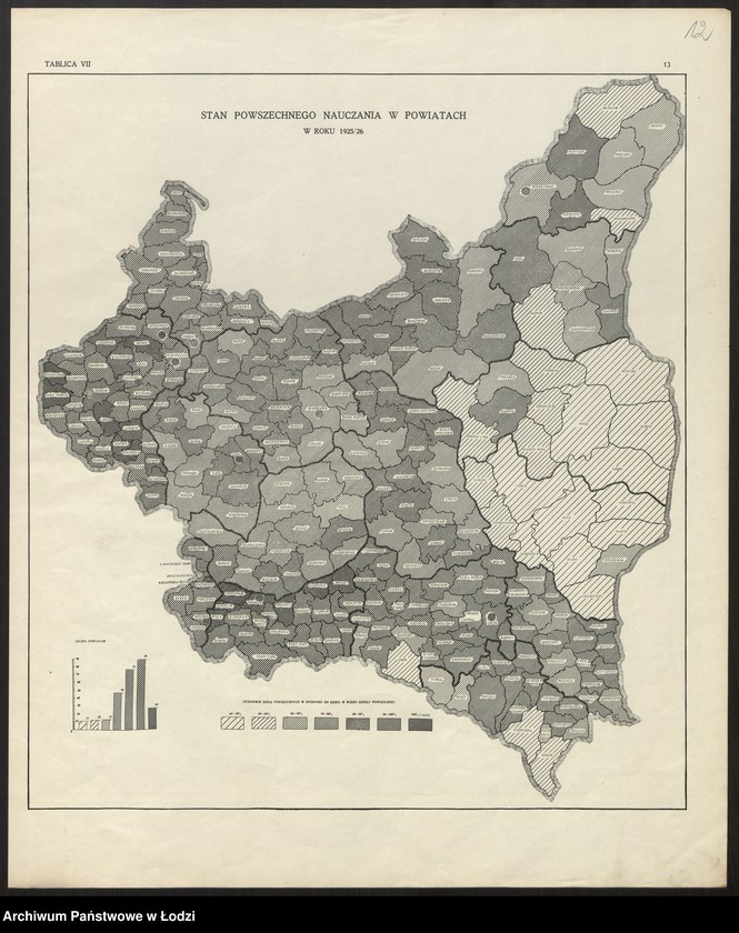 Obraz 14 z jednostki "Atlas szkolnictwa powszechnego Rzeczypospolitej Polskiej. Opracował Marian Falski, Warszawa 1929"