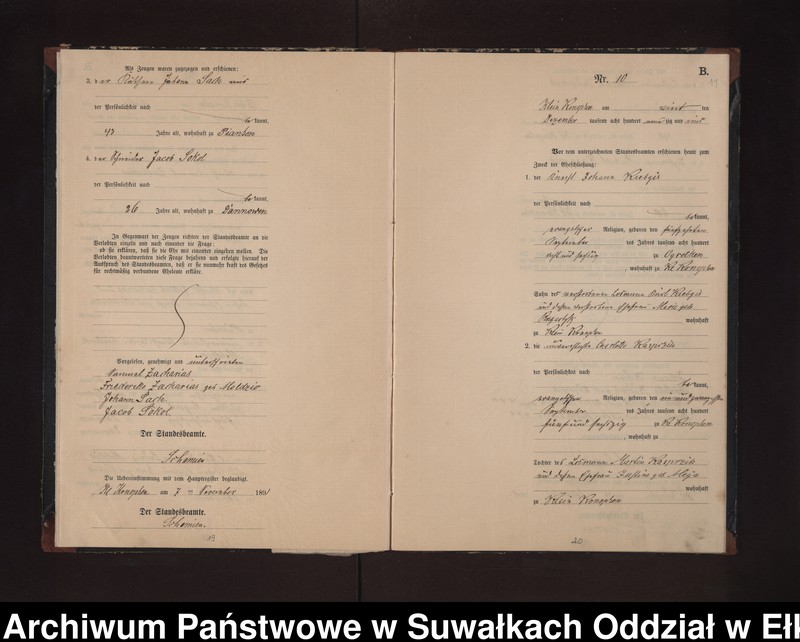 Obraz 14 z jednostki "Heiraths-Neben-Register des Preussischen Standes-Amtes Gr. Konopken Kreis Loetzen"