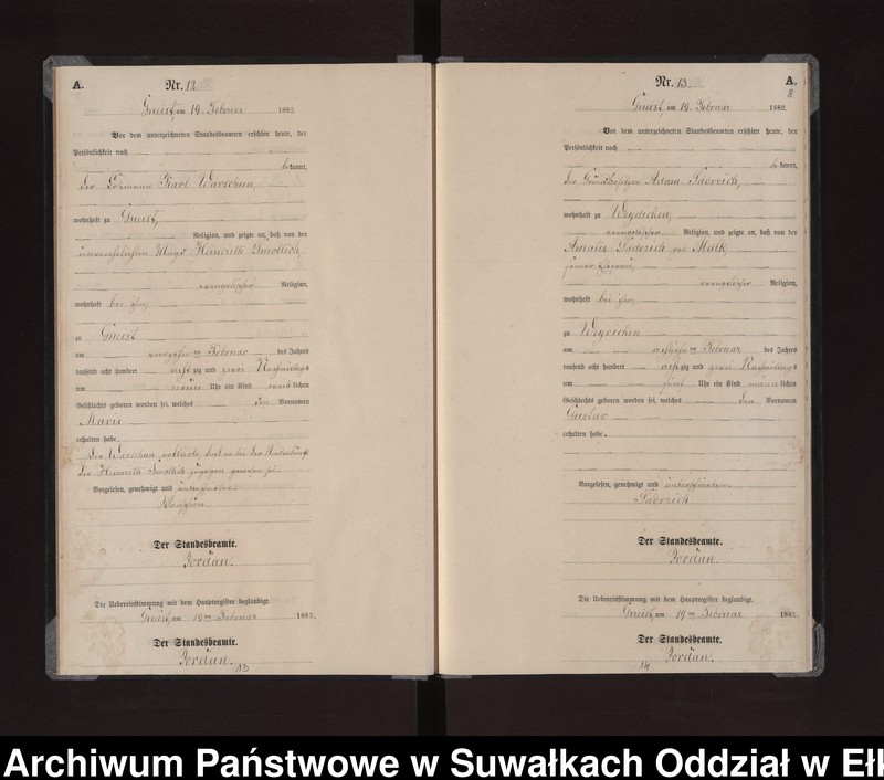 image.from.unit.number "Geburts-Neben-Register des Königlich Preussischen Standes-Amtes Gneist Kreis Loetzen"