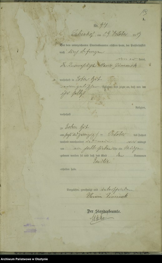 image.from.unit.number "Geburts-Register Nr 76-121 [1909], Nr 1-110 [1910]"