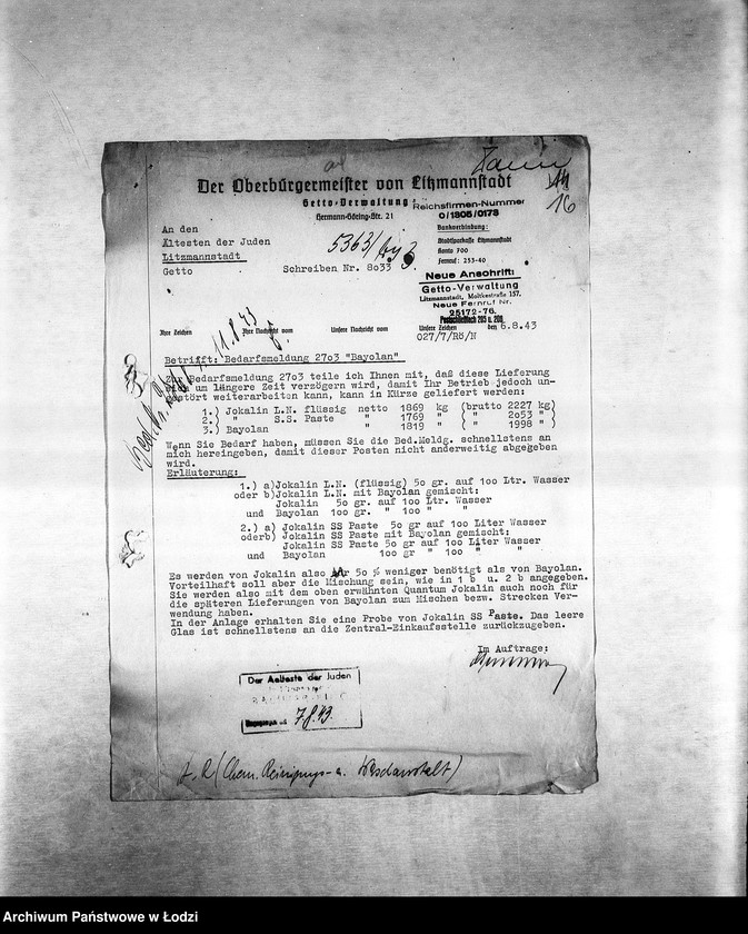 Obraz 19 z jednostki "Arbeitsressort R [Produkcja i zapotrzebowanie materiałów dla resortów pracy]"