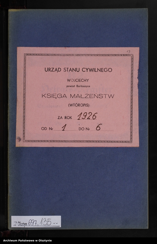 image.from.unit.number "Heiraths-Neben-Register Nr 1 - 6 [ Księga małżeństw - wtóropis ]"