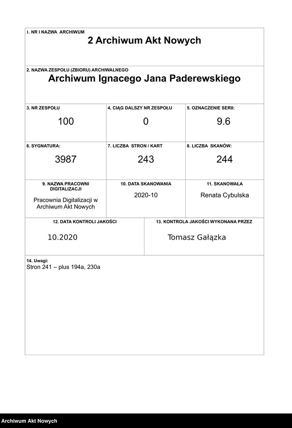 Obraz 1 z jednostki "Pokwitowania za otrzymane buty, palta, żywność"