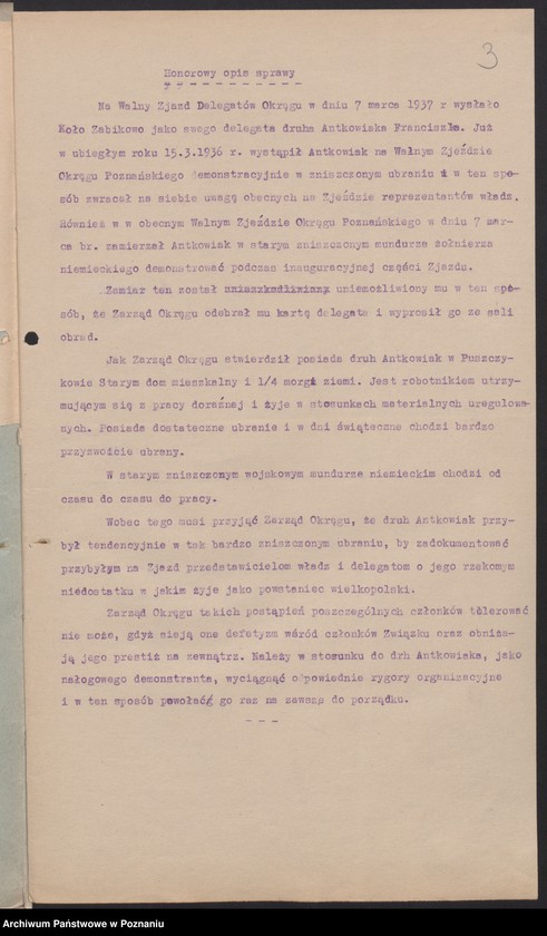 Obraz 5 z jednostki "Sprawy Sądu Honorowego Związku Weteranów Powstań Narodowych Rzeczypospolitej Polski i Związku Powstańców Wielkopolskich."