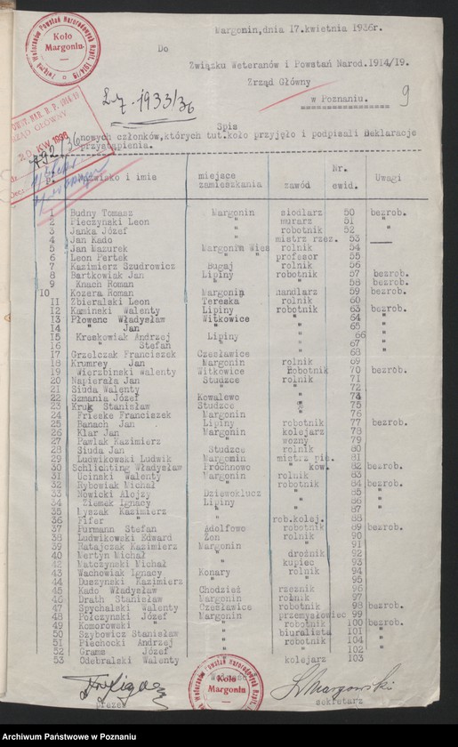 Obraz 14 z jednostki "Margonin, powiat Chodzież - akta koła."