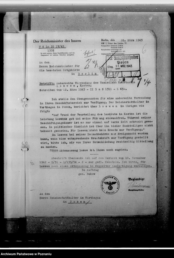 Obraz 10 z jednostki "Lowen, Konstantin - Umsiedler, urzędnik, Willy Woeste, Fischer, Wetter"