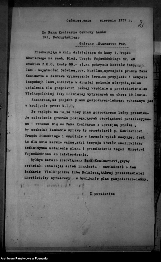 Obraz 6 z jednostki "/Majętność leśna/ Ossowiec/ powiat mogileński"