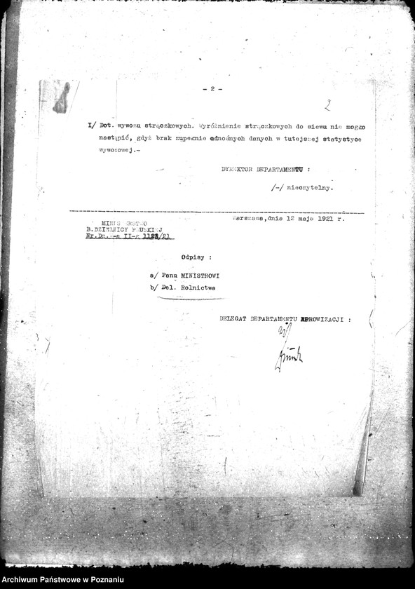 Obraz 6 z jednostki "Sprawozdania z czynności Dep. Aprowizacji w zakresie dostarczania zbóż siewnych dla Min. Roln."