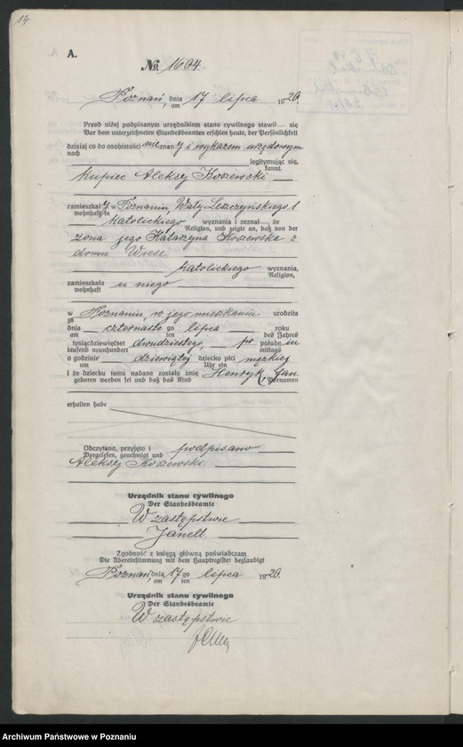 Obraz 16 z jednostki "Księga urodzeń odpis tom V [Rejestr poboczny urodzeń]"