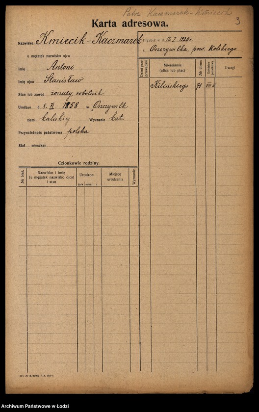 Obraz 5 z jednostki "[Spis ludności Łodzi] Kmiecik - Knittel"