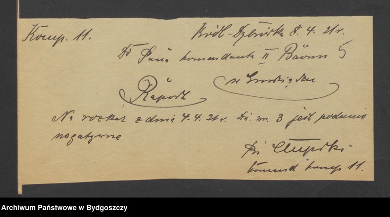image.from.unit.number "Raporty [ze spisami dowódców kompanii ZSO w Małym Tarpnie i Królewskiej Dąbrówce przesłane do dowódcy Baonu II Zachodniej Straży Obywatelskiej powiatu Grudziądz-Wieś]"