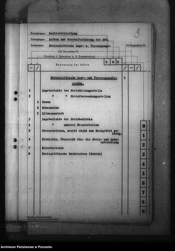 Obraz 7 z jednostki "Aktenplan der - Preisbildungsstelle"